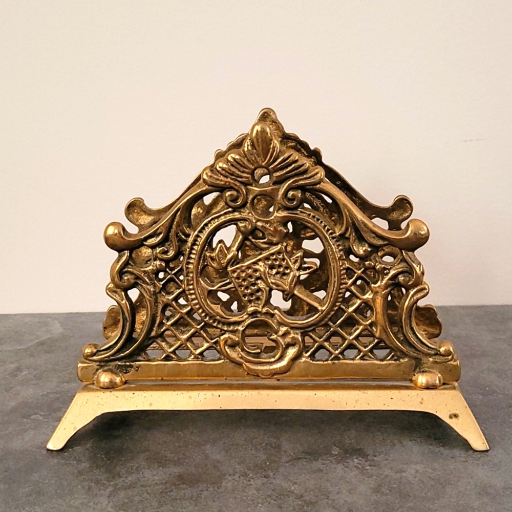 VTG Brass Letter  holder, Napkin Holder, Stationary Organizer